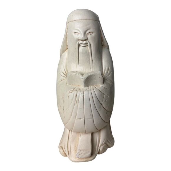 Austin Prod. Inc 1975 Confucius Statue Sculpture Hardstone Chinese Carving 7" - Picture 9 of 10
